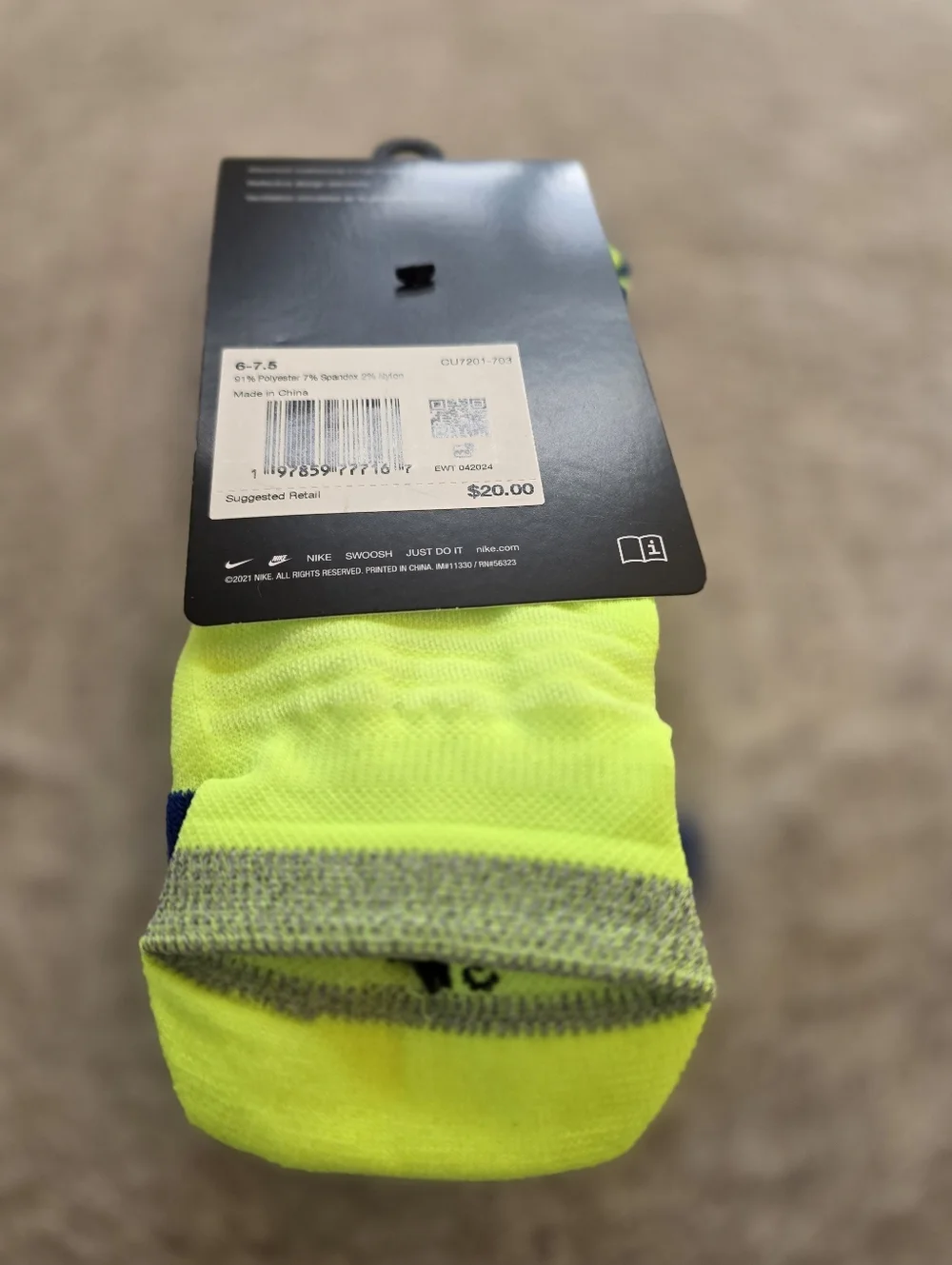 Nike Spark Cushioned Dri-fit Running No Show Sock In Volt Yellow